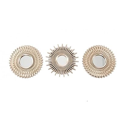 d'casa Set de 3 miroirs mur de décoration Doré