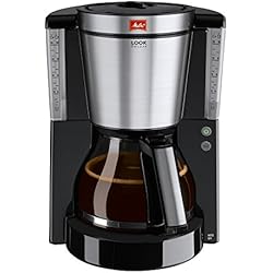 Melitta Cafetière à Filtre avec Verseuse en Verre, Sélecteur d'Arôme, Look DeLuxe, Noir/Acier Brossé, 1011-06