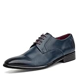 schuhe dunkelblau färben Leder DIGEL Herren Simon Schnürschuh klassischer Schnürhalbschuh Größe 42 EU Blau (blau)