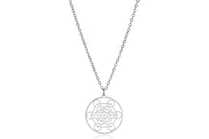 unift Cubo de Metatrón Collar Colgante Para Hombres Mujeres Acero Inoxidable Estilo Geométrico Hueco Sellos de Arcángel Collar Espiritual Curación Talismán Joyería