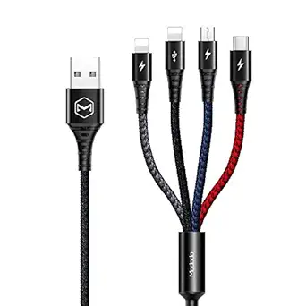 THE PRITO - Mcdodo 4 In 1, 3A Fast Charging Cable double Lightning/Micro/Type C, Reliable For Banding and Tangle Free