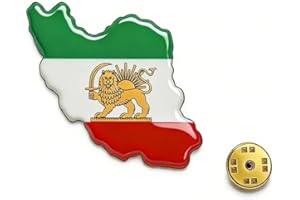 Amaxer Persien Iran Löwe und Sonne Flagge Emaille Brosche Revers Pins Old Persisch Iranische Löwe Sonne und Krone Pin Schmuck Statement Rucksack Abzeichen Tasche Dekoration Zubehör