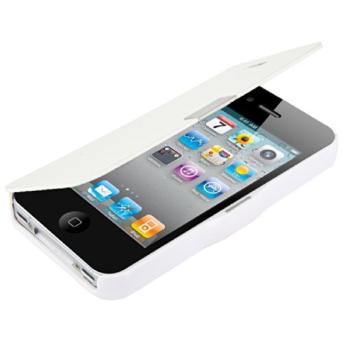 kwmobile Funda para Apple iPhone 4   4S - Carcasa con  Tapa Tipo Libro  para m  vil - Case Protector en  Blanco 