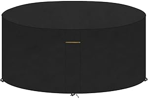 VANSHEIM Fundas Muebles Jardin Exterior Impermeable Funda Exterior Impermeable Cubierta Protectora Mesa y Sillas Exterior Funda para Mesa y Sillas Exterior Jardin Redonda Funda Ø160x71cm