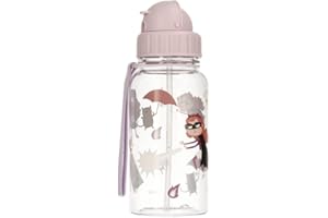 Tutete Botella de Agua para Niños 500 ml | 100% Libre de BPA, lavable en lavavajillas, con pajita suave, asa de transporte y tapón fácil de abrir, ideal para Guardería y Colegio | Fantastic Girl