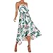 Produktbild Kleid Damen,Binggong Womens Boho Blumendruck Schulterfrei Kleid Damen Sommer Strand Lace Up Dress Grünes Kleid Sommerkleider Lange Kleider Festlich (XL, Grün)