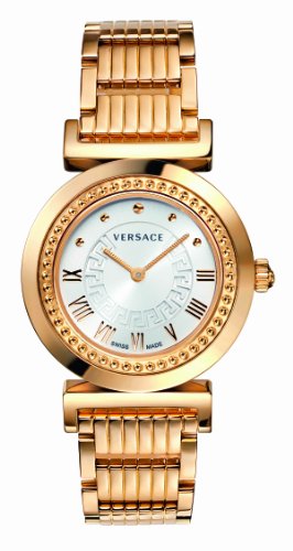 Versace Vanity Unisex Quartz Watch with White Dial Analogue Display and Rose Gold Bracelet P5Q80D001 S080