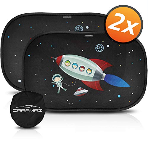 Parasol coche infantil con protección UV - autoadhesivo, para proteger del sol a bebés y mascotas (2 unidades), parasol coche bebé con astronauta