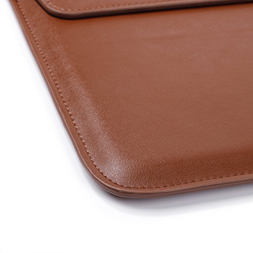 XGUO PU Ledertasche/ Hülle für MacBook Air 11 MacBook Retina 12 zoll mit Halter iPad Air/Air2 Samsung Galaxy T560 T550 iPad Pro 9.7 Sleeve Hülle Tasche mit Ständer Erhöhung Schutzhülle(11-12 Zoll, Brown) - 8