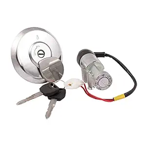 Deutsche Cylindrical Ignition Lock Kit Compatible with Honda Unicorn/Honda Unicorn 150 KS/ES (Set of 2) Consisting of Ignition Cum Steering Lock & Petrol Tank Lock