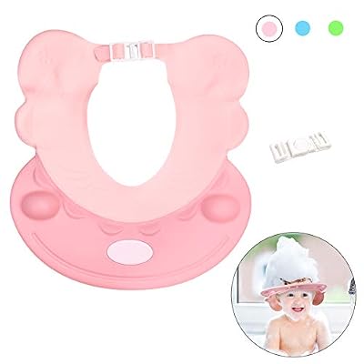 ZERHOK Visière Bain Bébé,Chapeau douche Bébé Casquette de Bain Enfant Réglable Douche Protéger pour Protection Yeux Anti Shampooing belle rose Modélisation animale