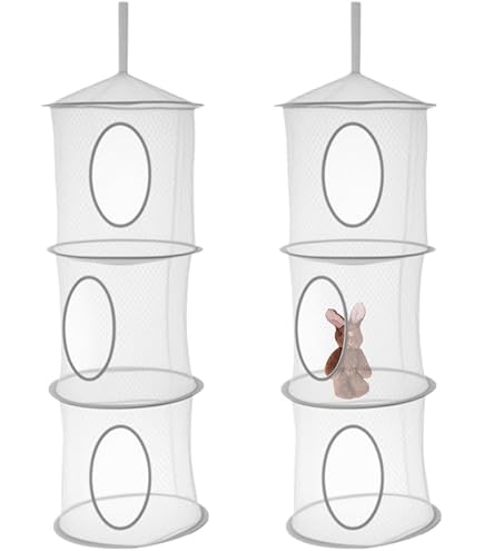 Lot De 2 Filets De Rangement Suspendus 5 étages – Économiseur D'espace Pour Peluches, Jouets, Vêtements – Gris