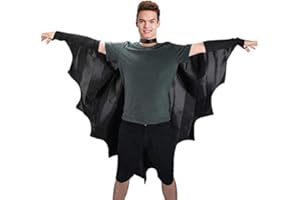 Proumhang Vampir-Fledermausflügel Fledermausflügel Schwarzer Umhang Cape Vampir Kostüm Halloween Erwachsener Unisex