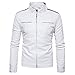 Produktbild LOLIANNI Männer Lederjacke Symmetrische Tasche Reißverschluss Stehkragen Kunstleder Hoodie Vintage Jeansjacke Sweatjacke Strick Jeans Lederjacke Mens PU Leder Slim Smart Fit Fleece Mantel
