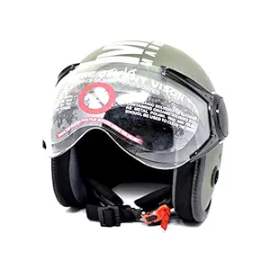 Sepia Muscle Rider Open Face Helmet (Battle Green Matt, M - L)