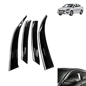 ROYALTECH Car Rain Wind Door Visor with Chrome line Side Window Deflector (Magnite (Set of 4))