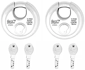 Smart Shophar Steel Disc Combo Ultra Keys 2pcs Shutter Lock 90 mm Silver, Pack of 1 Set