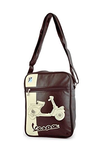 Preisvergleich Produktbild Vespa Tasche braun / schwarz mit beigem Aufdruck Roller