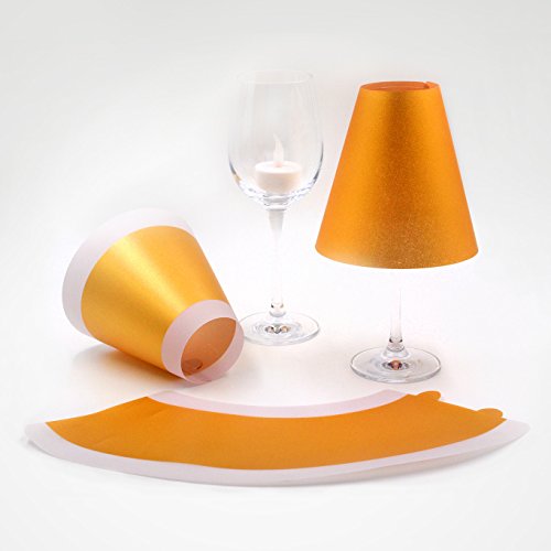 POETRY LIGHT · Goldene Lampenschirme für Weingläser mit Teelicht · aus Transparentpapier zum Zusammenstecken · Deko Lampenschirme im Handsiebdruck erstellt - 3