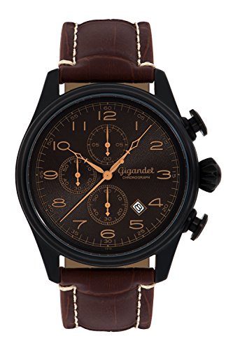 Gigandet Quarz Herren-Armbanduhr Timeless Chronograph Uhr Datum Analog Lederarmband Schwarz Braun G41-005 Gigandet Quarz Herren-Armbanduhr Timeless Chronograph Uhr Datum Analog Lederarmband Schwarz Braun G41-005