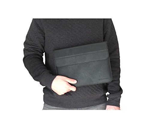 Macbook 12″ Retina Hülle – Sleeve – Tasche mit Ständer Erhöhung Schutzhülle PU Leder schwarz - 4