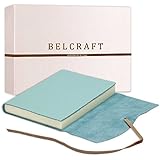 Capri Large Leather Journal / Notebook, Handmade Classic Italian Style, Including Special Box, A5 (15x21 cm) Aqua