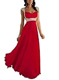 Verschönerung:Perle Erosebridal Formal Chiffon Lange Brautjungfernkleider Abendkleid DE 38 Rot