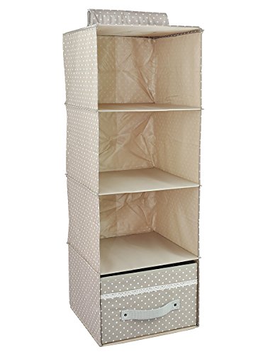 Faltbarer Kleiderschrank Regal, Schuhgestell, 4-tier mit Schublade, Beige - 3