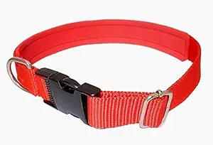 Petley Nylon Plastic-Buckle TIK-Tak Dog Collar with Ultra-Soft Comfortable Padding Inside, Suitable for Medium Dogs Beagle, Samoyed, Pomeranian, Corgi (Red)