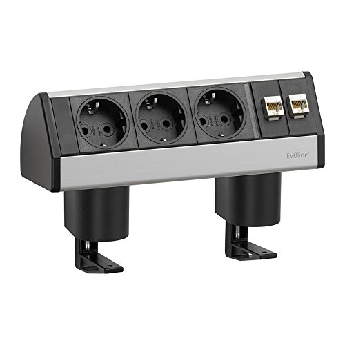 Preisvergleich Produktbild Unbekannt EVOline 93004773 Steckdosenleiste Ohne Schalter Schwarz / Silber Schutzkontakt