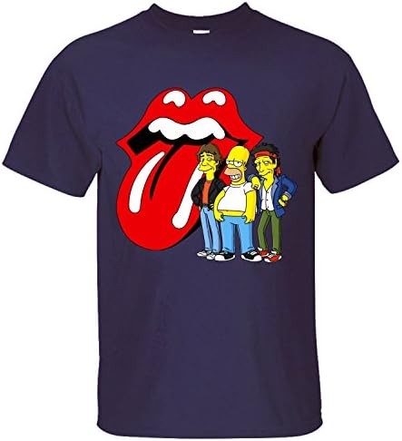 Yrewer Men's Rolling Stone Tongue With The Simpson Short Sleeve Cotton T Shirt