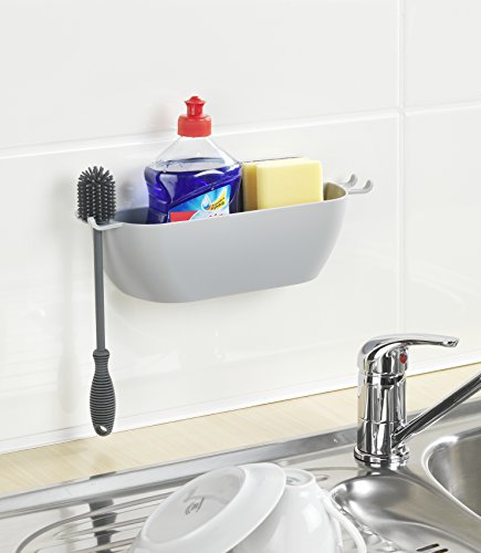 Wenko 22592100 Wandablage Aufbewahrungskorb, Dusch-Caddy, Befestigen ohne bohren, Thermoplastischer Kunststoff, grau, 7 x 30 x 8 cm - 7