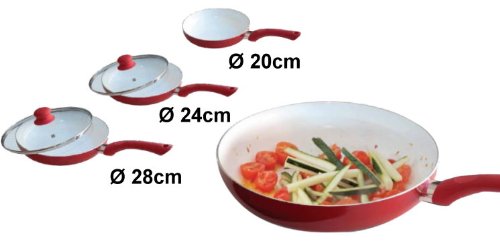 Preisvergleich Produktbild 5tlg. Deluxa Kitchen Keramik Pfannenset Bratpfanne + Deckel Pfannen Bratpfannen