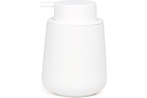 Umlaca Soap Dispenser Ceramic for kitchens,Bathroom Refillable Liquid Hand Soap Dispenser for Lotion,detergent,liquid hand soap12oz (White Rubber Paint Liquid Soap Dispenser)