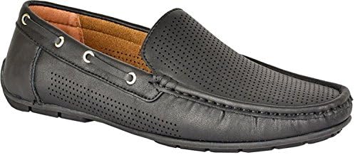Mens slip on shoes smart driving Moccasin designer loafer fashion shoes. (12 UK, Black)