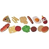 Miniland 30585  - Set de piezas de comida rápida de juguete (bolsa con 19 piezas)