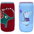 The Cheeky Kidzz Soft Reusable Baby Feeding Bottle Cover Sleeve Animal Printed Suitable for 120ml 150ml 220ml 240ml Slim Neck Milk Feeder Bottles (Pack of 2) (Crocodile-ELEPHNAT)