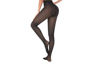 Cavotor Thermal Tights for Women Fleece Lined Tights Thick Warm High Waist Tummy Control Opaque Pantyhose