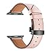 Produktbild Vamoro Lederarmband Ersatzband Ersatz Uhren-Armband Schwarze Schmetterlingsschnalle Lederarmbanduhr für Apple Watch 4 44mm(Rosa)