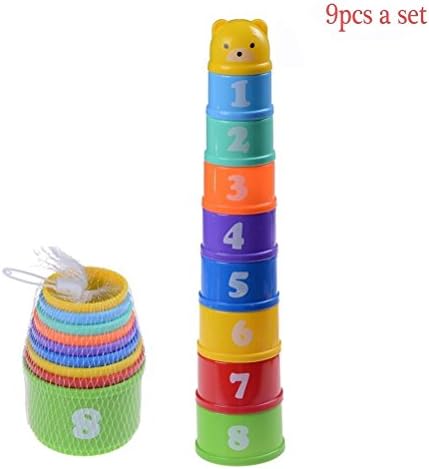 UOOME A Set of Stacking Cup Baby Stack Up Cups Toys Rainbow Stacking &amp; Nesting Cups Baby Building Set with Figures Letters for Baby Early Educational