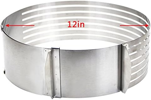 Lenhart Adjustable Stainless Steel Mousse Mould Layer Cake Slicer Kit, Layered Slicer Cake Ring Set Baking Tool Kit (9"-12")