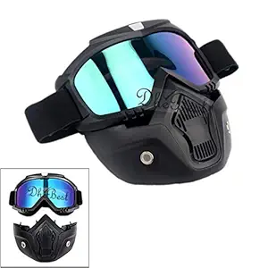 Dhe Best Bike FM-01 Modular Mask Face Helmet Detachable/Removable Motorcycle Goggles Mask Helmet Colored Goggles And Mouth Filter For Royal Enfield Thunderbird 350 Type 2