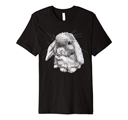 ChescaMade Cute Animal ApparelLop Eared Bunny Rabbit Sketch T-Shirt Mens Womens Childrens T-ShirtOEKO-TEX STANDARD 100