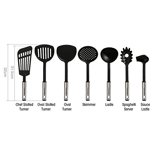 NexGadget Premium-38-Stücke Sets von Kochgeschirr mit Edelstahl und Nylon Kochen Tools einschließlich Löffel, Turners, Tongs, Schneebesen , Dosenöffner, Schäler, Schaber, Messbecher und Löffel - 3