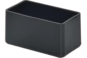 Flyshop Protectores de Piso para Patas de Silla, Tapas rectangulares de PVC Negro para Patas de Silla, Cubiertas para Patas de Muebles, 12 Unidades, 20 x 40 mm (2,0 x 4,0 cm)
