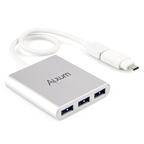 alxum Aluminium mehrere 4 Ports USB 3.0 HUB mit der U89 USB 3.1 Gen. 1 (kompatibel mit Thunderbolt 3) Adapter Konverter für usb-c Gerät 30,5 cm neuen MacBook, Chromebook Pixel, iMac, Oberfläche, Lenovo Yoga