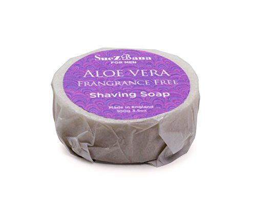 (REFILLS) - Suezbana for Men Cedarwood & Patchouli & Aloe Vera Fragrance Free Shaving Soaps In a Wooden Bowl (100g) ((REFILL) Aloe Vera Fragrance Free 100g)