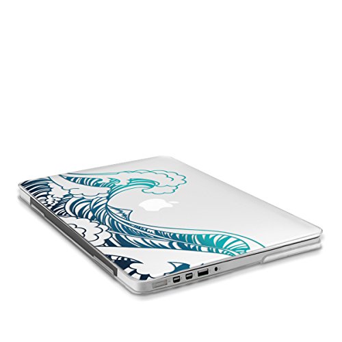 kwmobile Crystal Hülle für Apple MacBook Pro Retina 13″ (ab Ende 2012) Hard Case – dünne durchsichtige transparente Schutzhülle Cover Tasche Wellen Design Blau Dunkelblau Transparent - 9