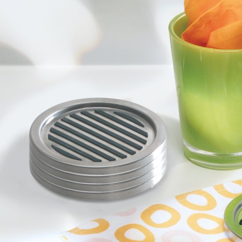 InterDesign 20550EU Linea Untersetzer, 4-er Set, edelstahl gebürstet - 2