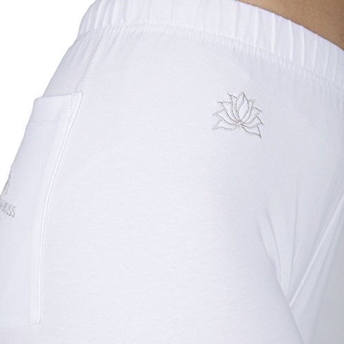 SONNENGRUSS Yogahose für Damen, lang. Bequeme Hose für Frauen aus weichem Jersey-Strick in 92 % Baumwolle und 8% Elasthan. Größe XS bis XL . In den Farben marine-blau, schwarz und weiß. - 7